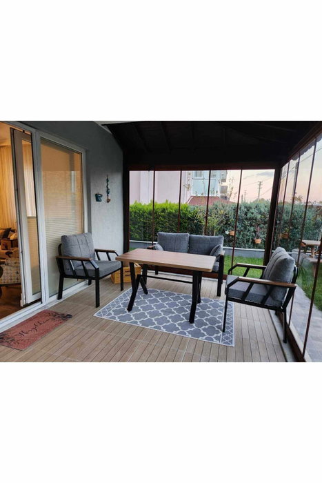 Hanah Home Conjunto de Jardín Nergiz 2+1+1 Gris Hanah Home Conjunto de Jardín Nergiz 2+1+1 Gris